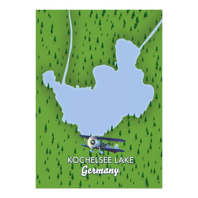 Foto mapa do lago Kochelsee, Alemanha (Frente)
