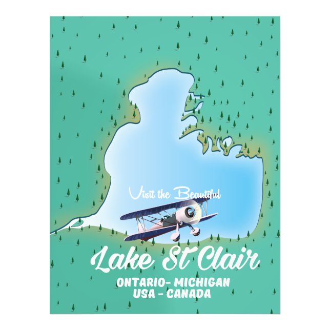Foto mapa do lago St Clair EUA Canadá (Frente)