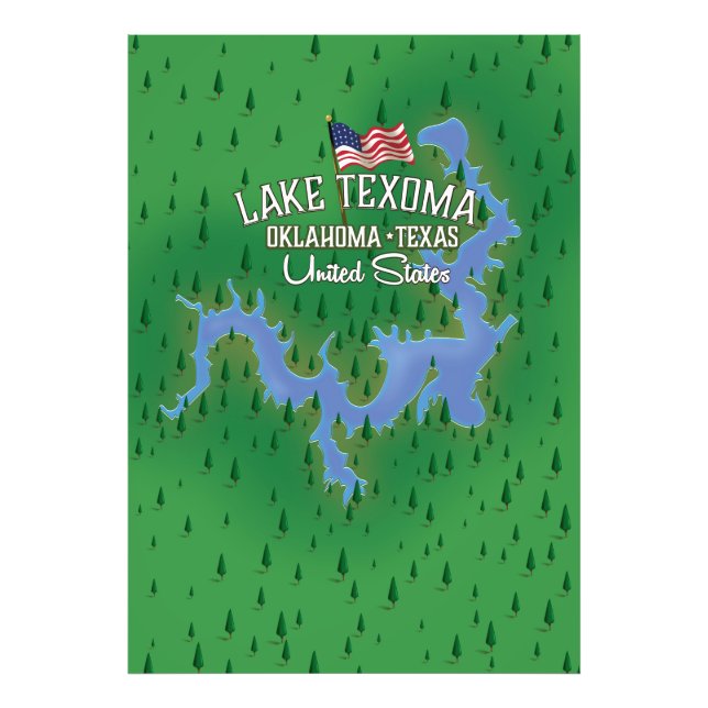 Foto Mapa do Lago Texoma USA. (Frente)