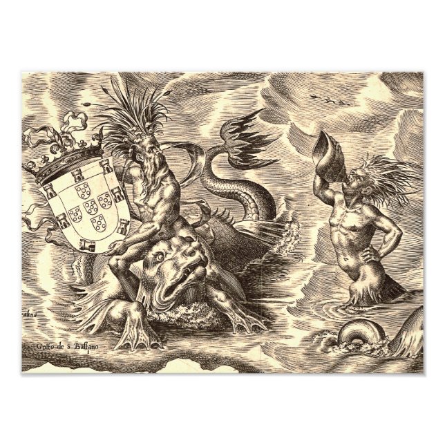 Foto Mapa do Mundo de Poseidon e Golfinhos (Frente)