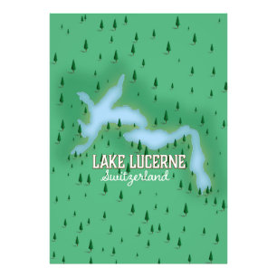 Foto Mapa do pôster de viagem do Lago Lucerna Suíça