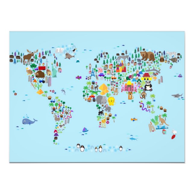 Foto Mapa dos animais do mundo (Frente)