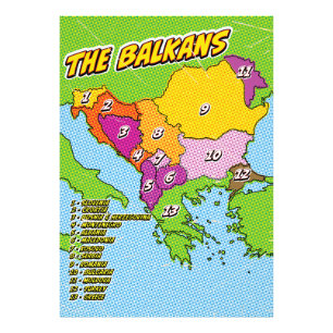 Foto Mapa dos Balcãs Ilustrados com pop Art