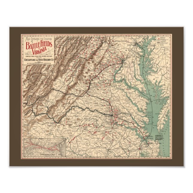 Foto Mapa dos campos de batalha da Guerra Civil da Virg (Frente)