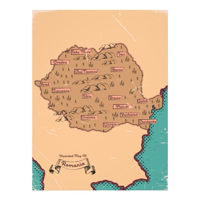 Foto Mapa dos condados da Romênia Vintage (Frente)