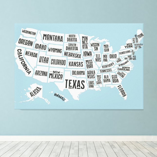 Foto Mapa dos EUA com nomes dos Estados Unidos 60x40 po (Criador carregado)