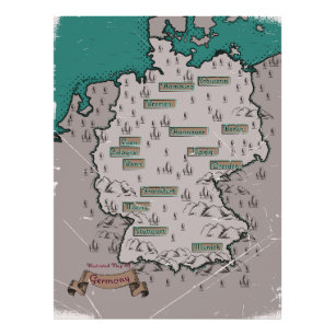 Foto Mapa ilustrado antigo da Alemanha