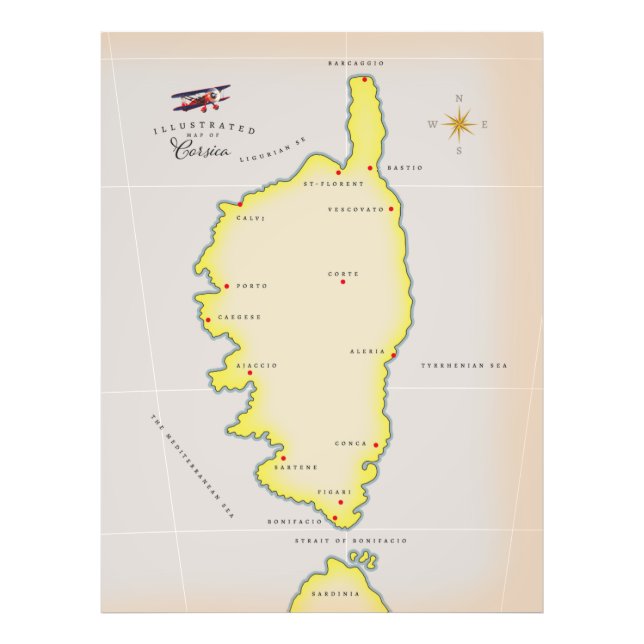 Foto Mapa ilustrado da Córsega (Frente)