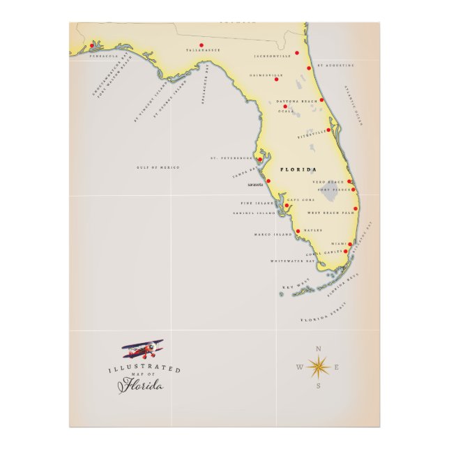 Foto Mapa ilustrado da Flórida (Frente)