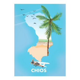Foto Mapa ilustrado da Grécia Chios.
