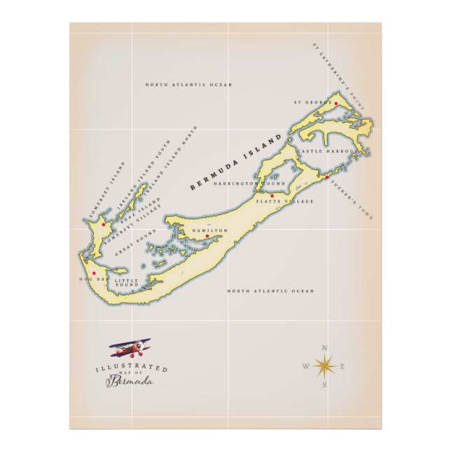 Foto Mapa ilustrado das Bermudas (Frente)