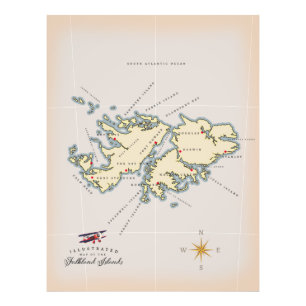 Foto Mapa ilustrado das Ilhas Falkland.