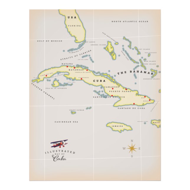 Foto Mapa ilustrado de Cuba (Frente)