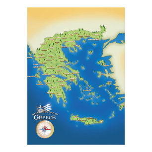 Foto Mapa Ilustrado De Grécias.