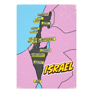 Foto Mapa ilustrado de Israel em Pop Art