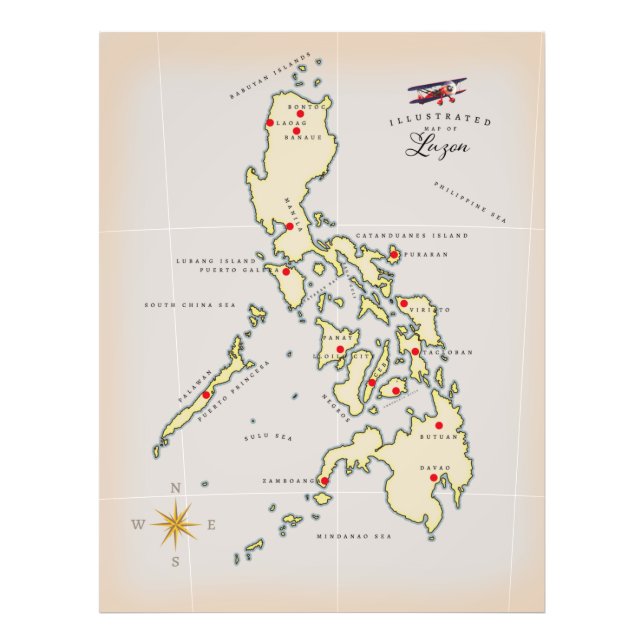 Foto Mapa ilustrado de Luzon Filipinas mapa (Frente)