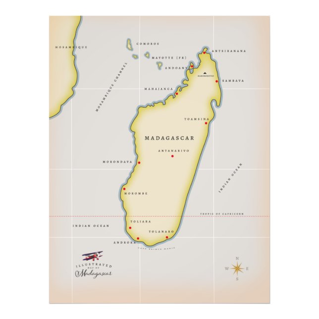 Foto Mapa ilustrado de Madagáscar (Frente)