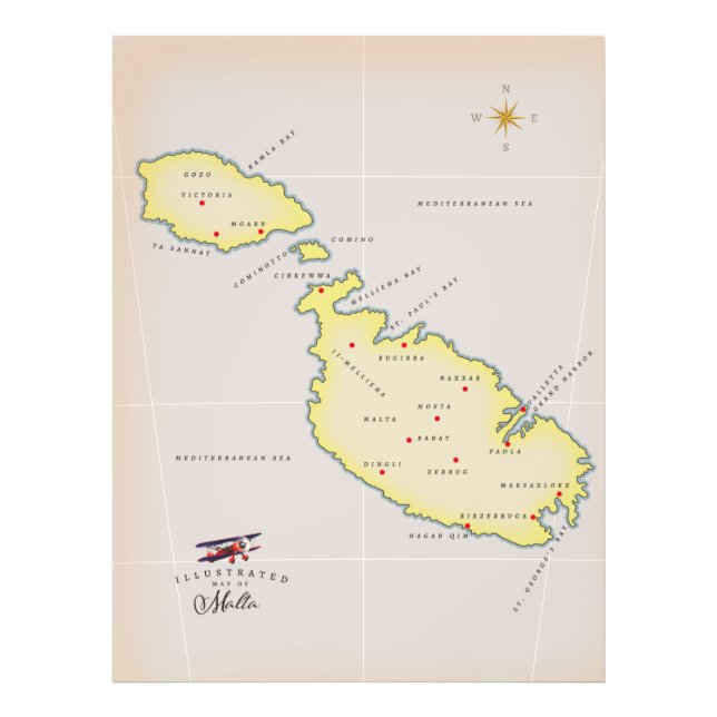 Foto Mapa ilustrado de Malta (Frente)