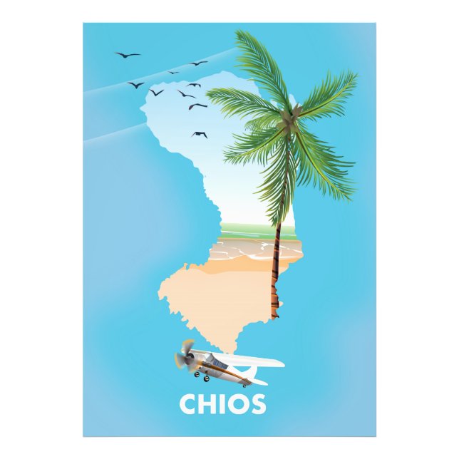 Foto Mapa ilustrado de Quios Grécia. (Frente)