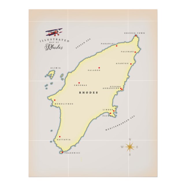 Foto Mapa ilustrado de Rodes. (Frente)