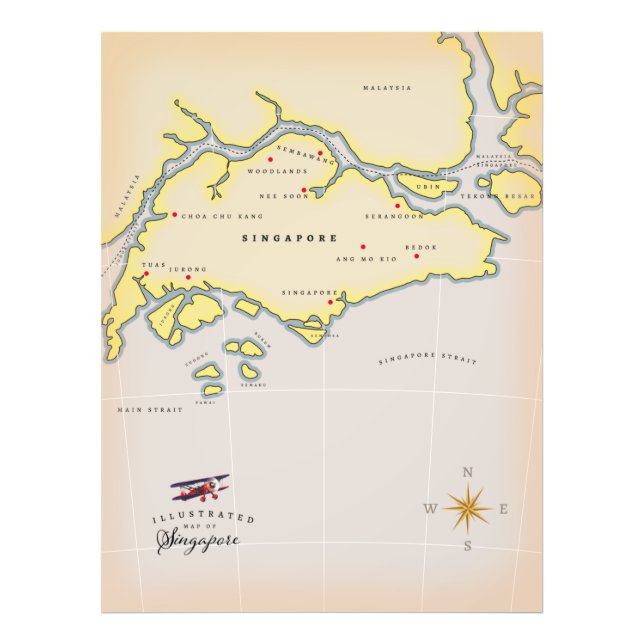 Foto Mapa ilustrado de Singapura (Frente)