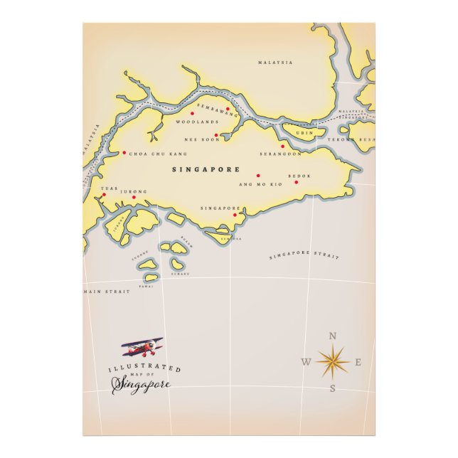 Foto Mapa ilustrado de Singapura (Frente)