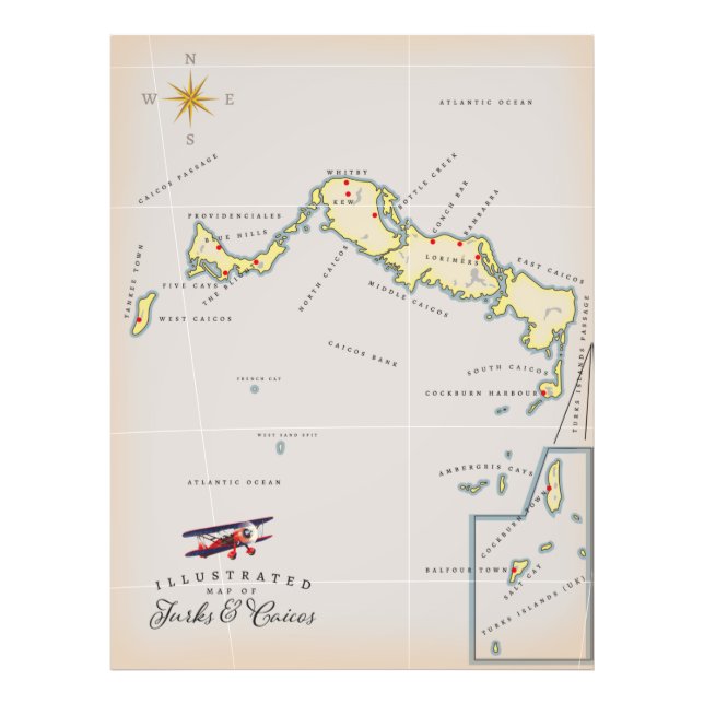 Foto Mapa ilustrado de Turks e Caicos (Frente)