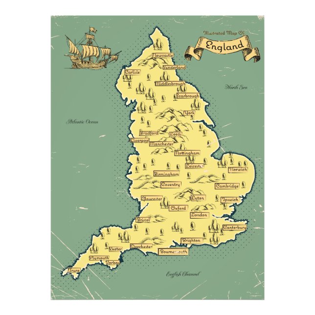 Foto Mapa ilustrado de Viagem da Inglaterra (Frente)
