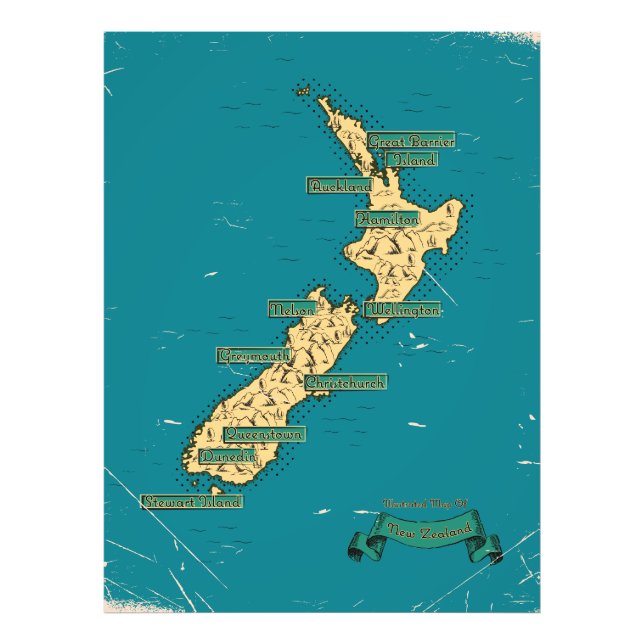 Foto Mapa Ilustrado De Viagem Da Nova Zelândia (Frente)