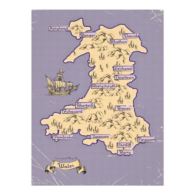 Foto Mapa ilustrado de Viagem de Gales (Frente)