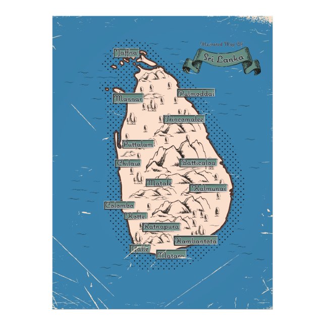 Foto Mapa Ilustrado De Viagem Do Sri Lanka (Frente)