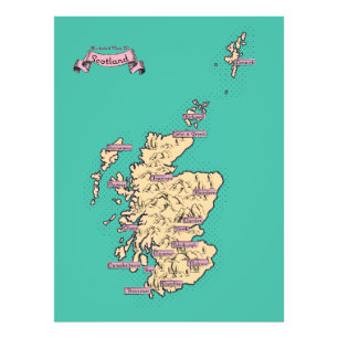 Foto Mapa ilustrado de viagens da Escócia (Versão Verde