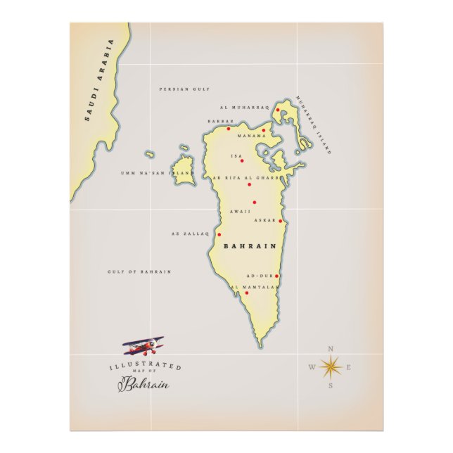 Foto Mapa Ilustrado do Bahrein (Frente)