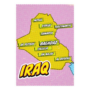 Foto Mapa Ilustrado do Iraque de pop Art