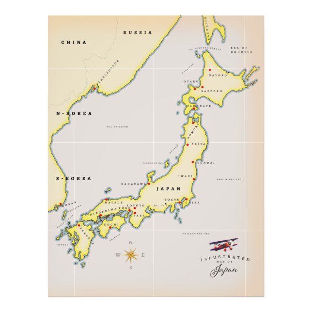 Foto Mapa ilustrado do Japão (Frente)