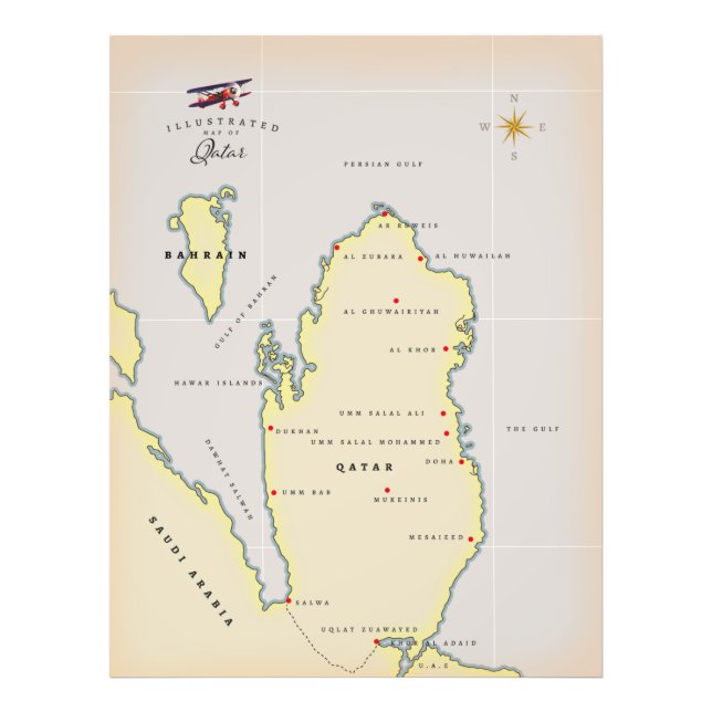 Foto Mapa ilustrado do Qatar (Frente)