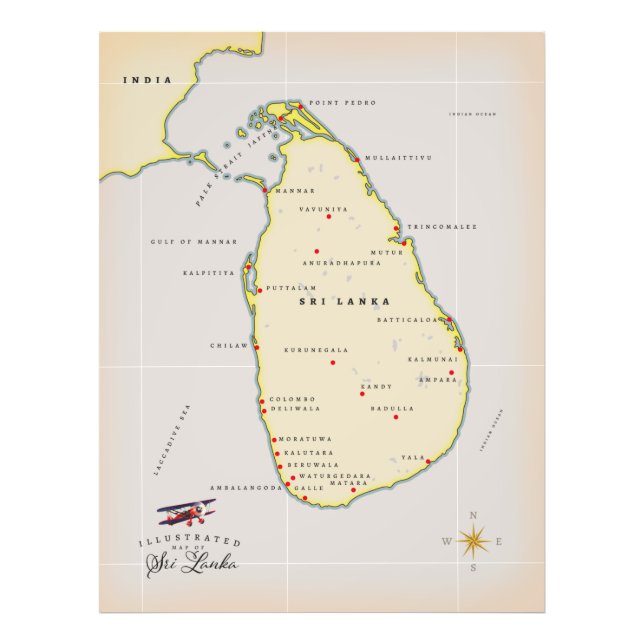 Foto Mapa ilustrado do Sri Lanka (Frente)