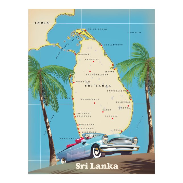 Foto Mapa ilustrado do Sri Lanka (Frente)