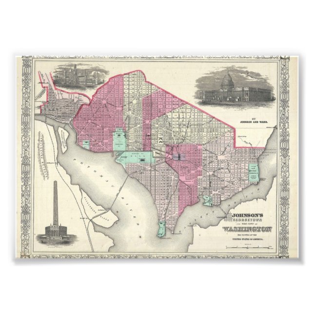 Foto Mapa Johnson de Washington D.C. de 1866 (Frente)