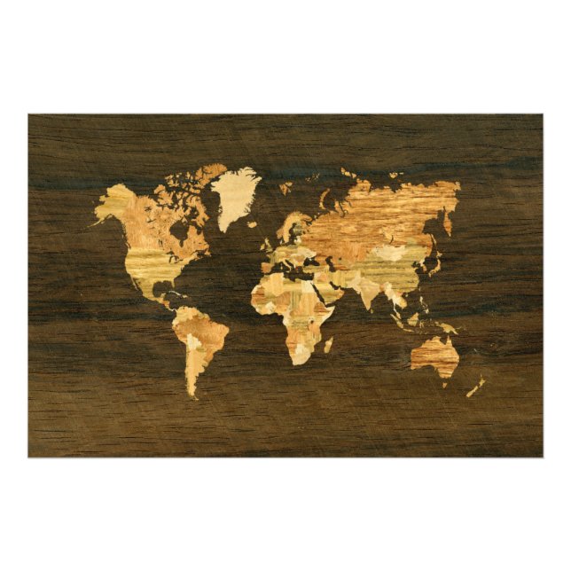 Foto Mapa Mundial de Madeira (Frente)