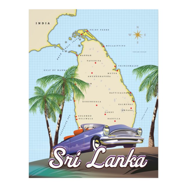 Foto Mapa pormenorizado do Sri Lanka (Frente)