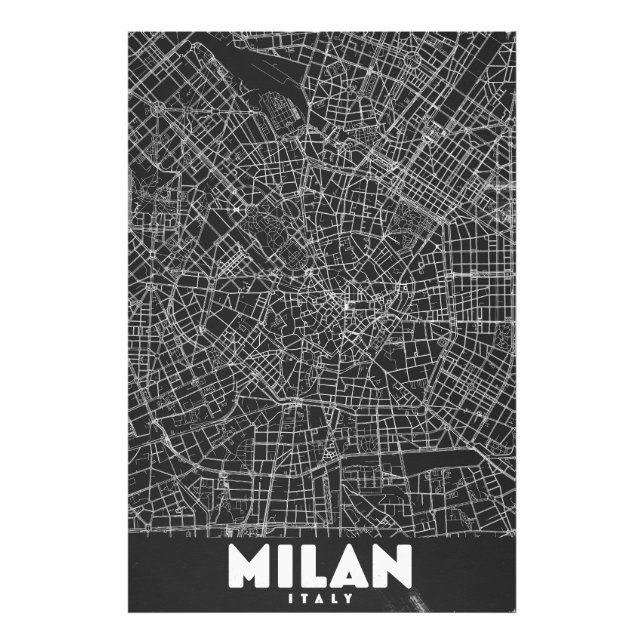 Foto Mapa Retro de Milão Itália (Frente)