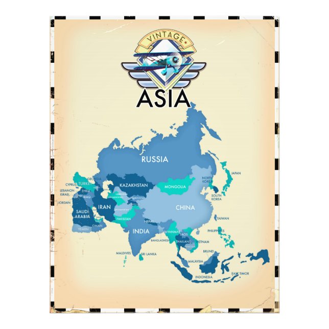 Foto Mapa Vintage Da Ásia (Frente)