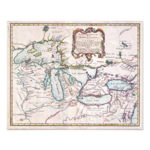 Foto Mapa Vintage dos Grandes Lagos