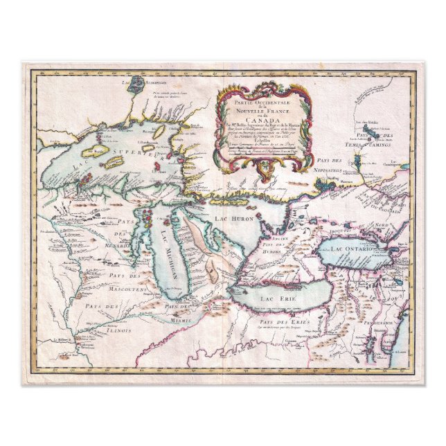 Foto Mapa Vintage dos Grandes Lagos (Frente)