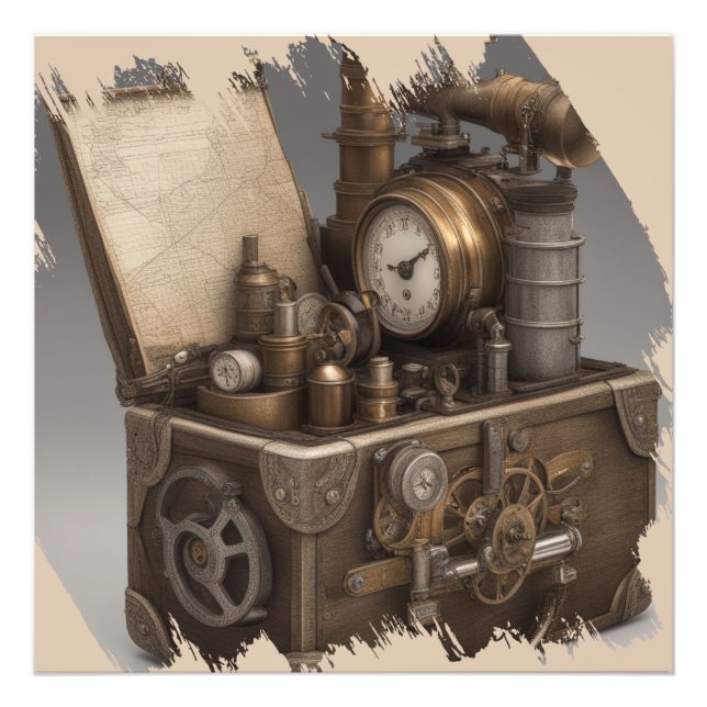 Foto Máquina do Tempo Steampunk - Treasure Chest Vintag (Frente)