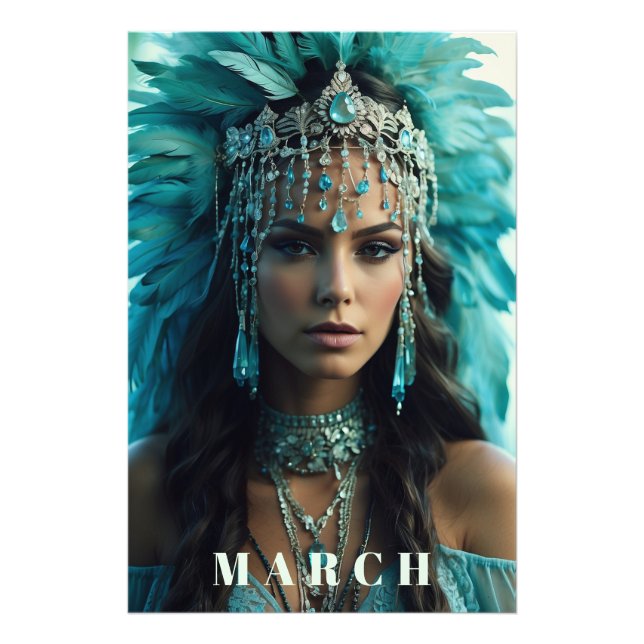 Foto *~* MARCH AP53 Headdress AQUAMARINE Boho (Frente)