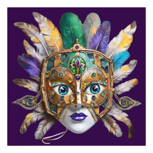 Foto Mardi Gras Feather e Metal Mask