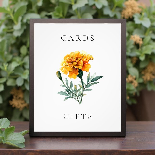 Foto Marigold Yellow Floral Wedding Cards & Gifts Sign (Criador carregado)