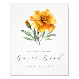 Foto Marigold Yellow Floral Wedding Guest Book Sign